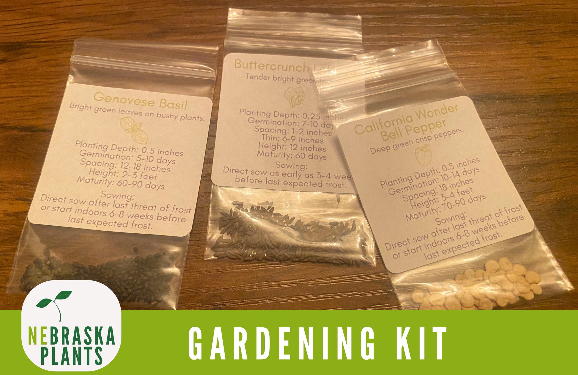 Gardener's Seed Gift - Collection of 8 Heirloom Seed Varieties for Home Gardeners - Nebraska Seeds