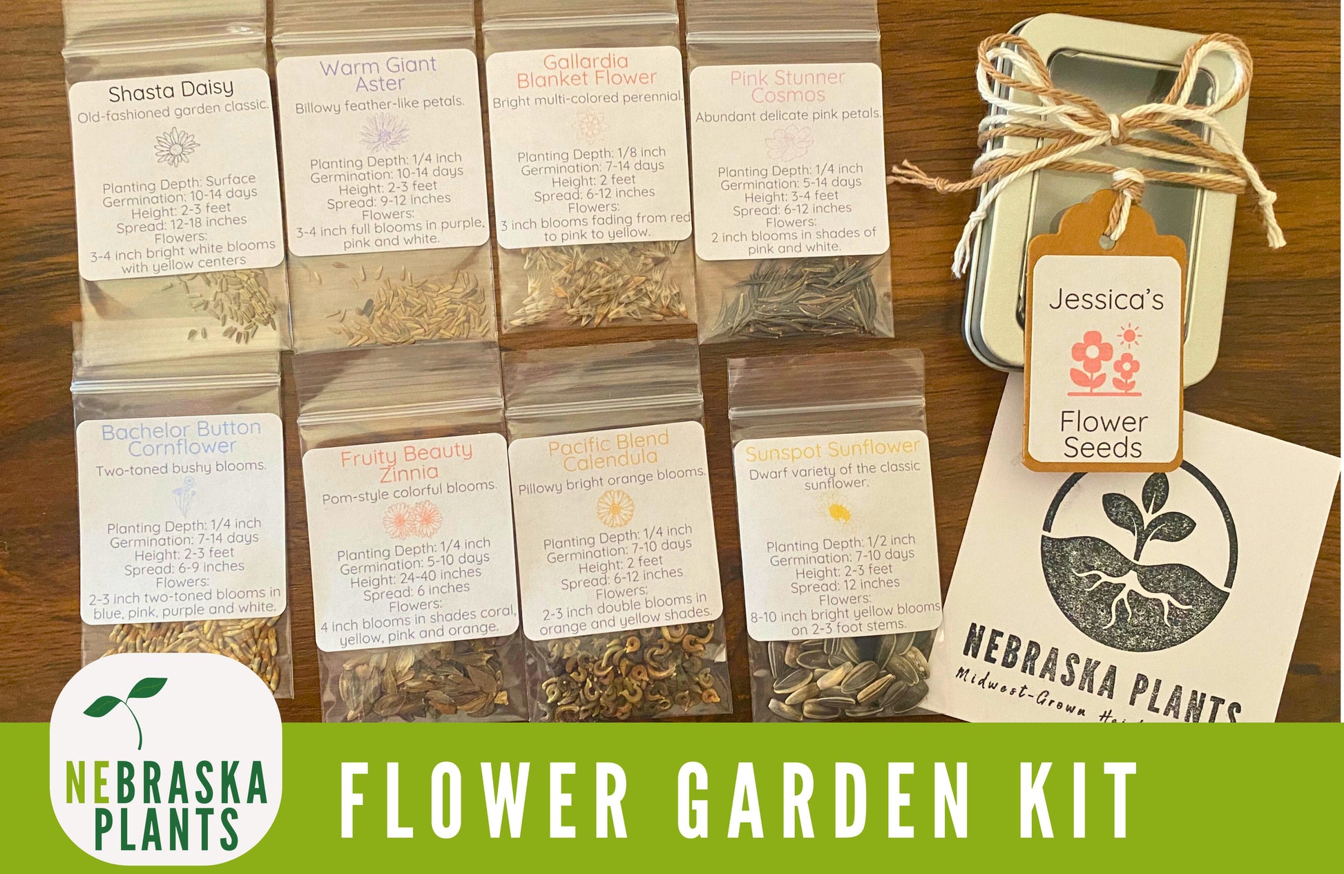 Flower Seed Garden Gift - Flower Seed Gift Collection of 8 Flower Varieties - Nebraska Seeds