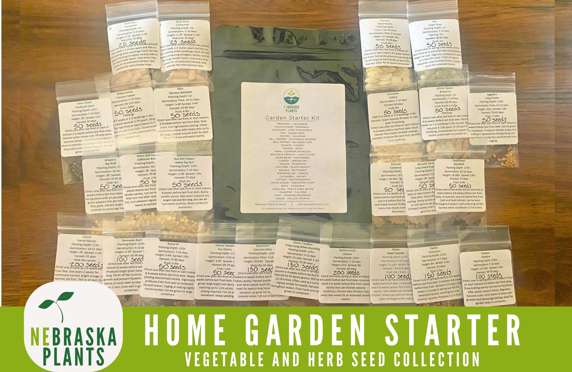 Customizable Garden Starter Seed Kit - 25 Vegetable and Herb Seed Varieties - Nebraska Seeds