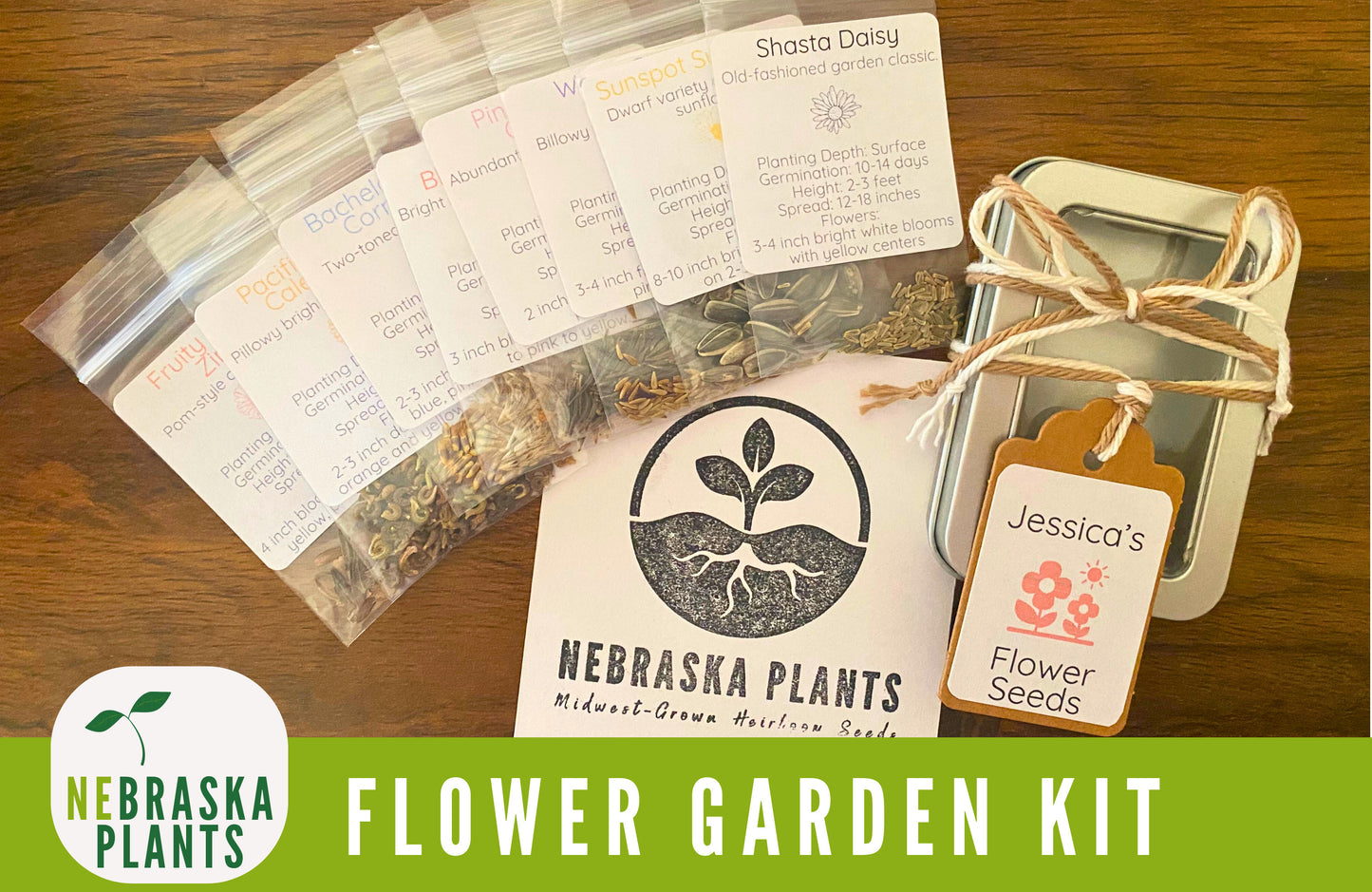 Flower Seed Garden Gift - Flower Seed Gift Collection of 8 Flower Varieties - Nebraska Seeds