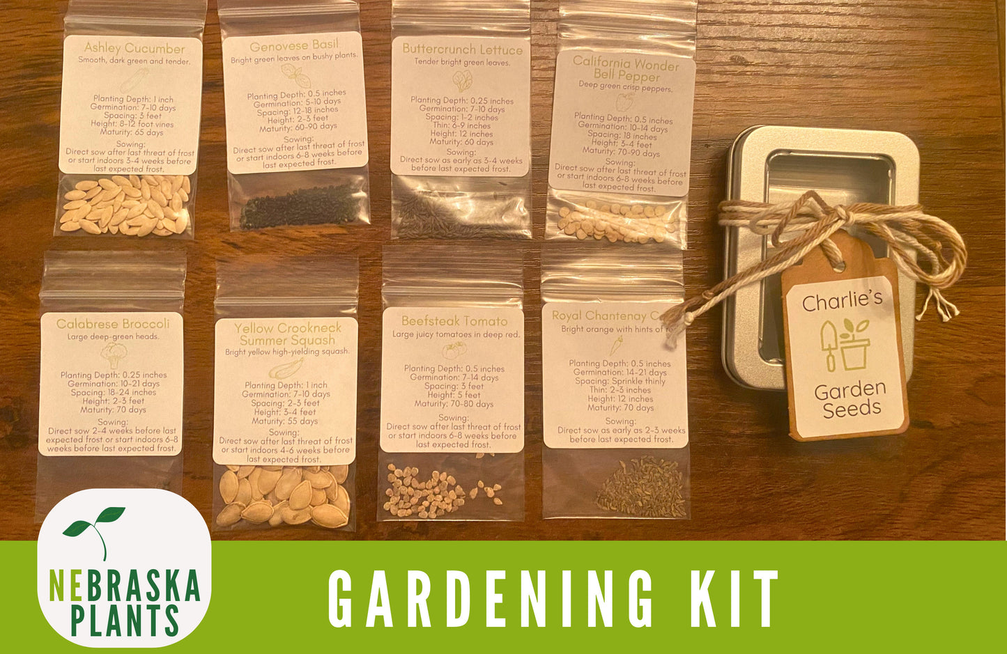 Gardener's Seed Gift - Collection of 8 Heirloom Seed Varieties for Home Gardeners - Nebraska Seeds