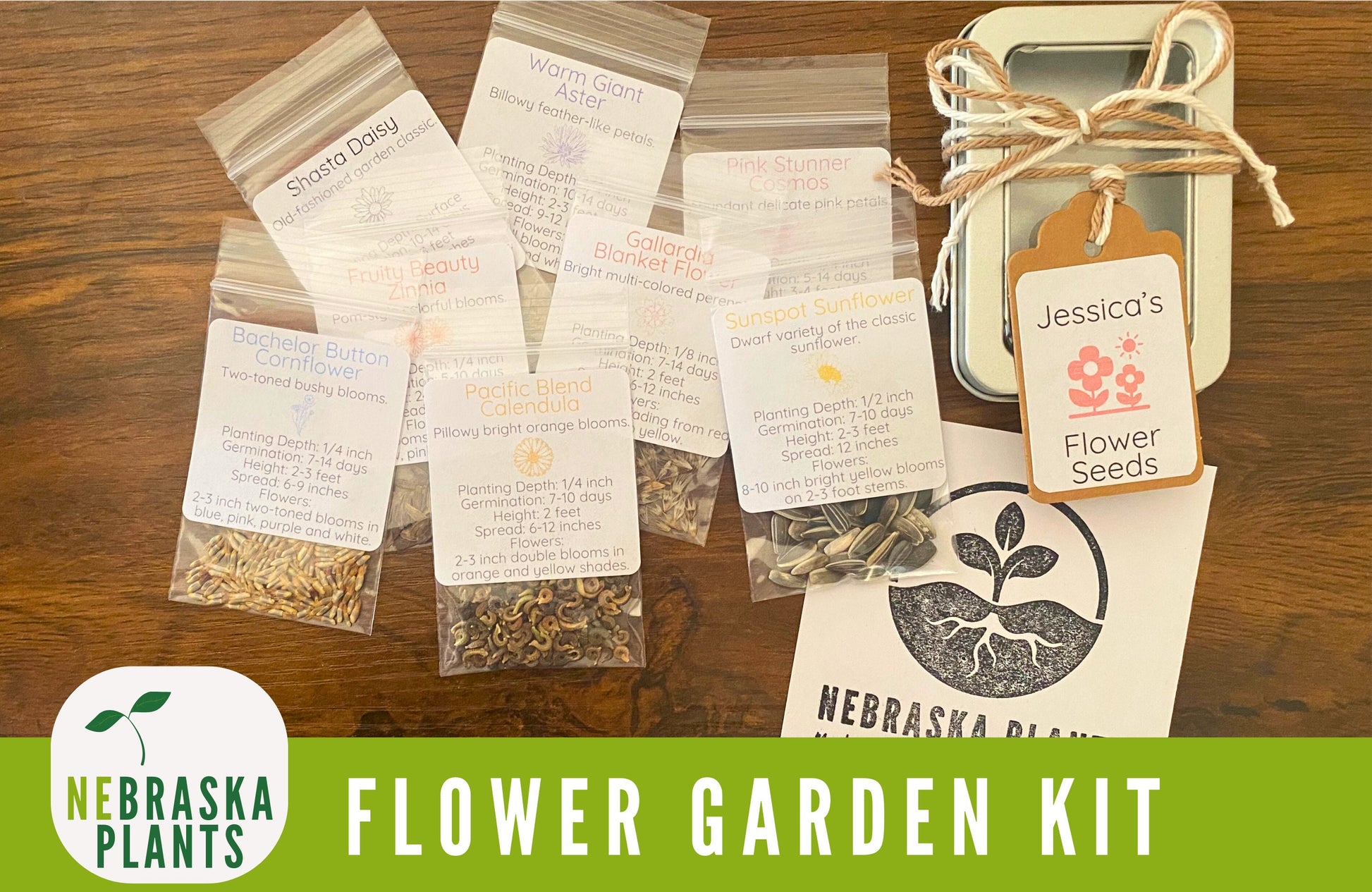 Flower Seed Garden Gift - Flower Seed Gift Collection of 8 Flower Varieties - Nebraska Seeds