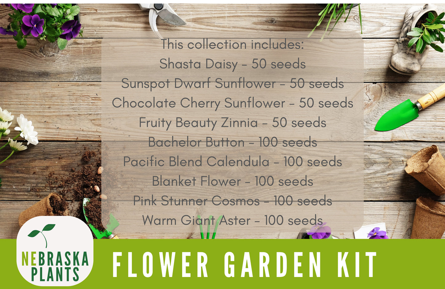 Flower Seed Garden Gift - Flower Seed Gift Collection of 8 Flower Varieties - Nebraska Seeds