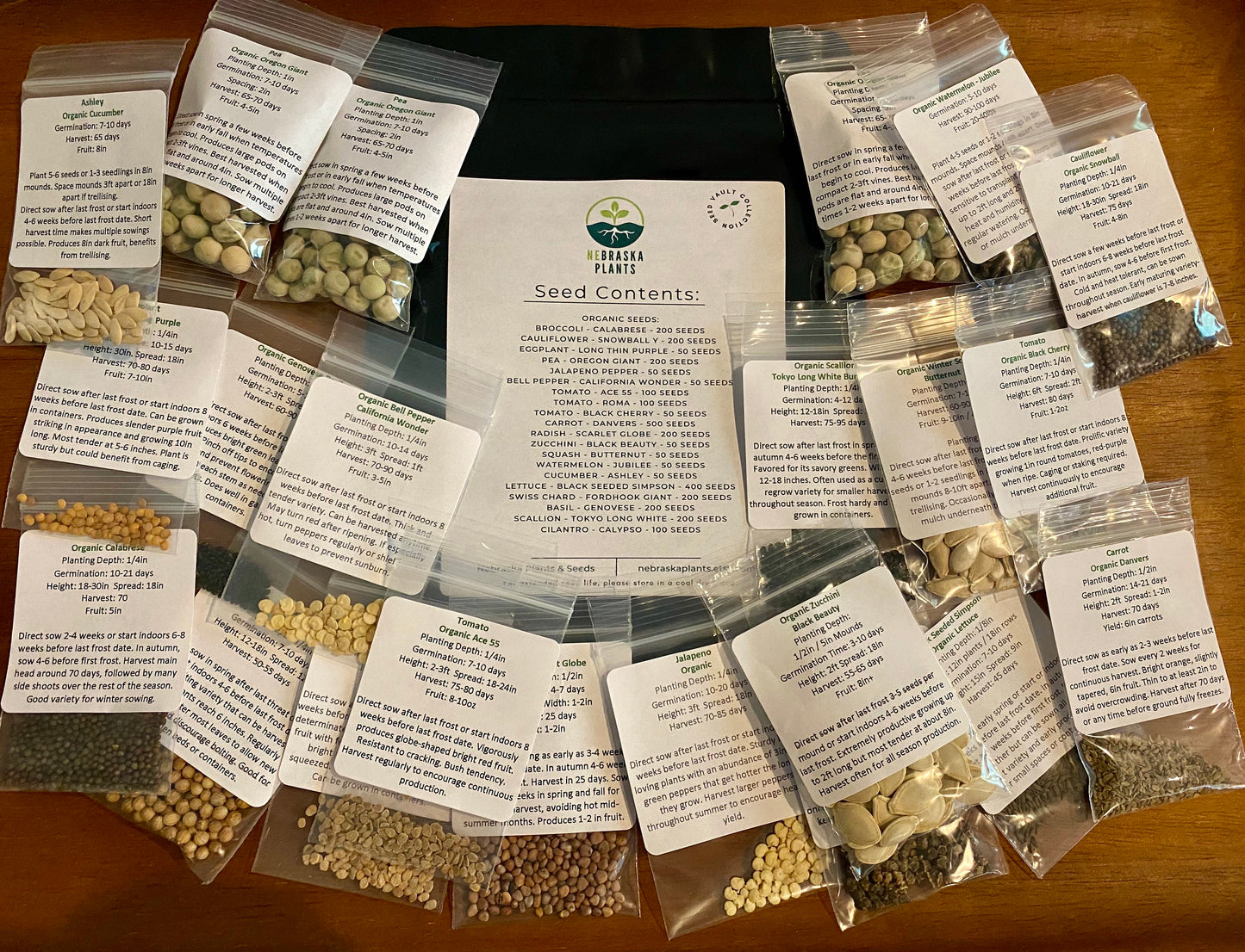 20 Organic Garden Seed Varieties - Seed Vault Collection - Nebraska Seeds