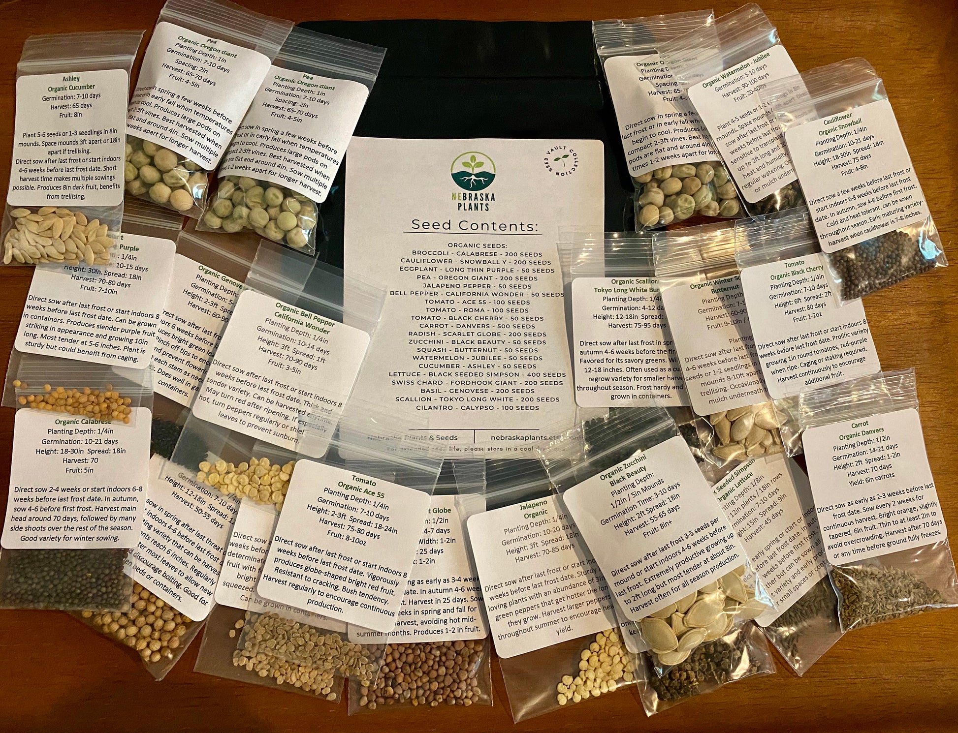 20 Organic Garden Seed Varieties - Seed Vault Collection - Nebraska Seeds
