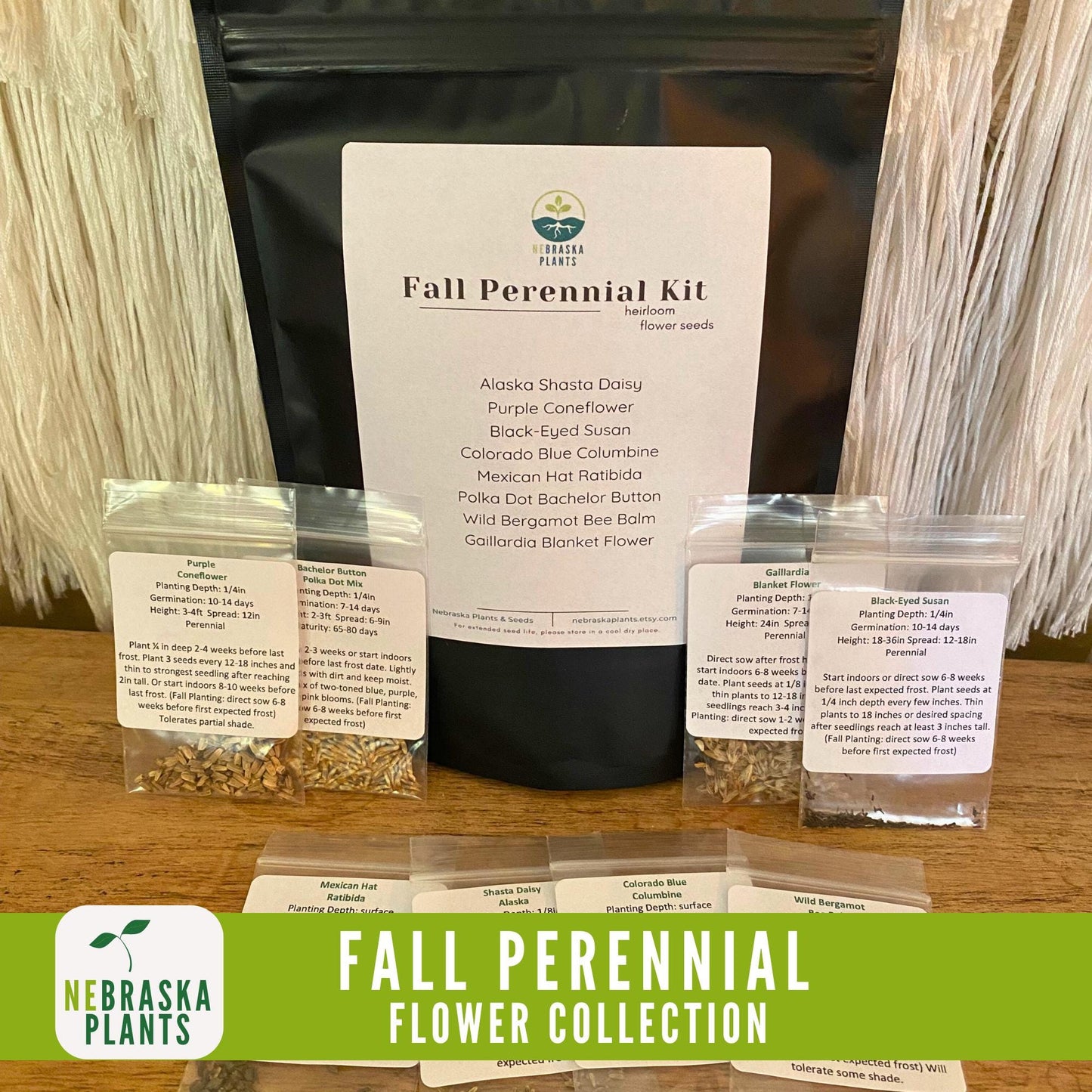 Fall Perennial Flower Seed Collection - 8 Heirloom Flowers to Start this Fall! - Nebraska Seeds