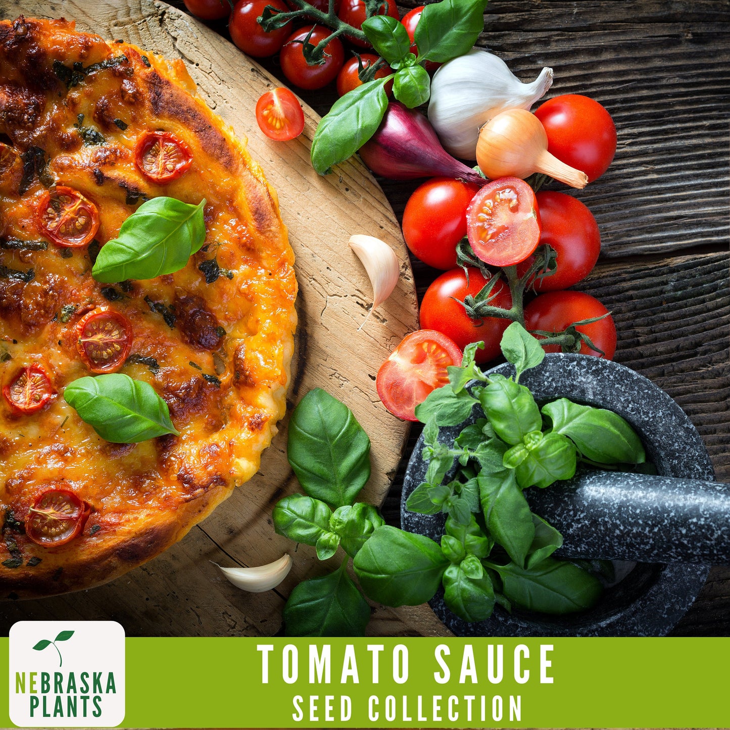 Pizza and Pasta Tomato Sauce Mix - Heirloom Seed Collection - Roma Tomato Seeds - Sweet Onion Seeds - Basil Seeds - Oregano Seeds - Nebraska Seeds