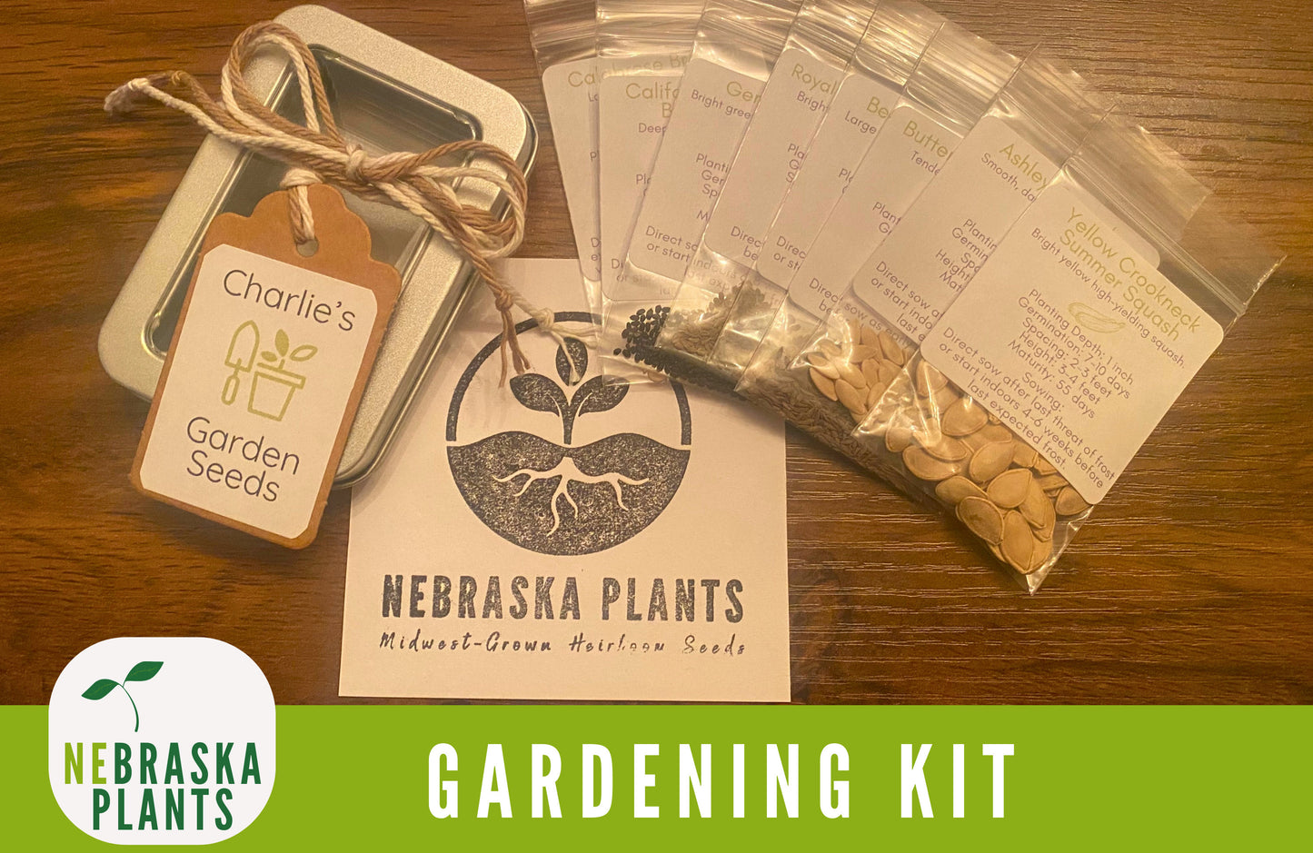 Gardener's Seed Gift - Collection of 8 Heirloom Seed Varieties for Home Gardeners - Nebraska Seeds